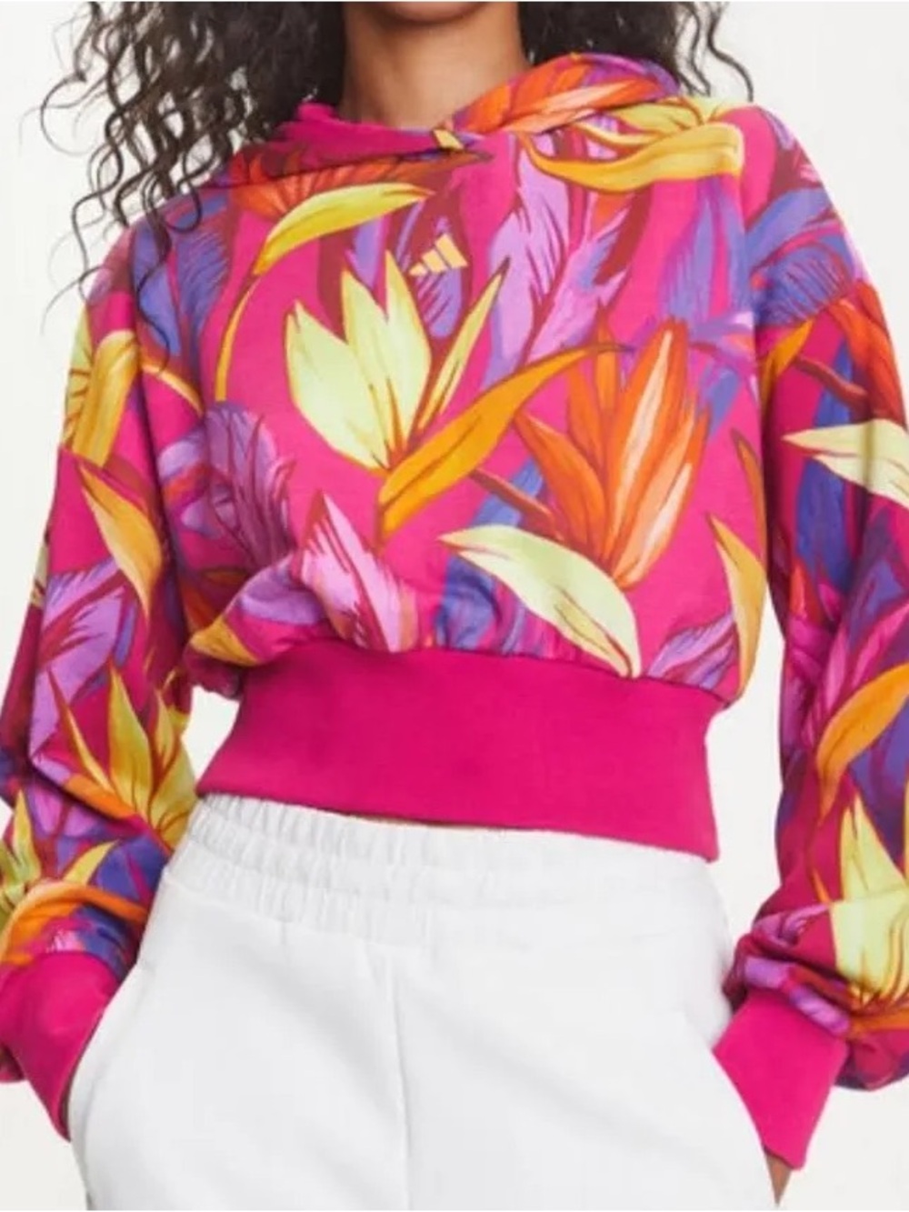 ADIDAS x FARM Rio Birds of Paradise cropped hoodie M